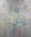 the veil, the building and the wall  80x95cm